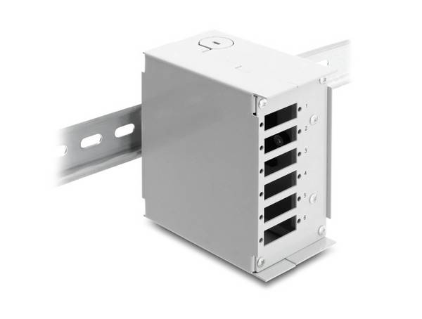 Delock Fiber Optic Patch Panel 6 port for SC Duplex or LC Quad grey metal for DIN rail mounting