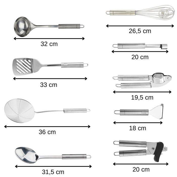 FACKELMANN 9-delig Keukenhulpmiddelen Set - Oval - RVS 9-piece-2