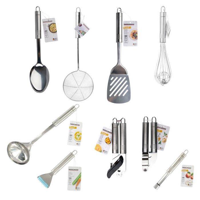 FACKELMANN 9-delig Keukenhulpmiddelen Set - Oval - RVS 9-piece-4