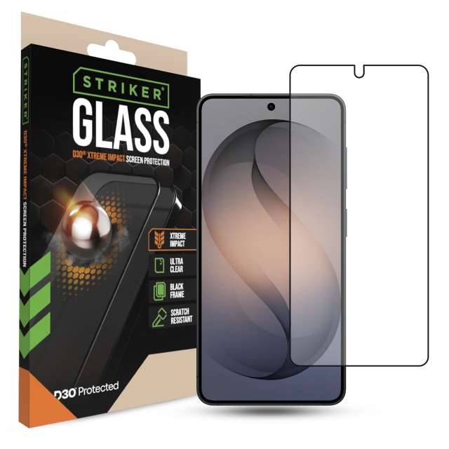 Striker D3O Xtreme Impact Glass Screen Protector - Black Frame - Samsung Galaxy S26 5G-0