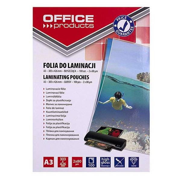 PBS OFFICE PRODUCTS Lamineerfolie, A3, 2x80 µm, glanzend, 100 stuks, transparant