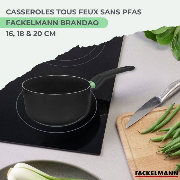 Fackelmann Set van 3 Keramische Antiaanbakpannen - 16-18-20 cm - Geschikt voor alle kookplaten, inclusief inductie-1