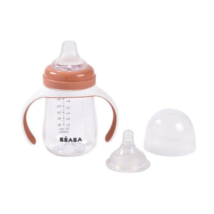 BEABA 2-in-1 Trainingsfles - 210 ml - Terracotta-4