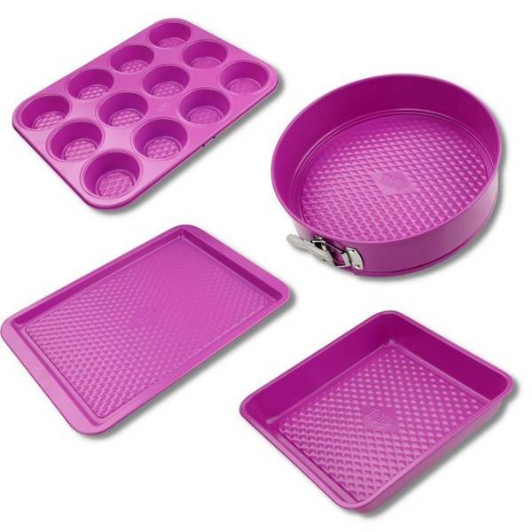 FACKELMANN Set van 4 Vormen - Tasty Pastry - Fuchsia - 23 tot 38 cm