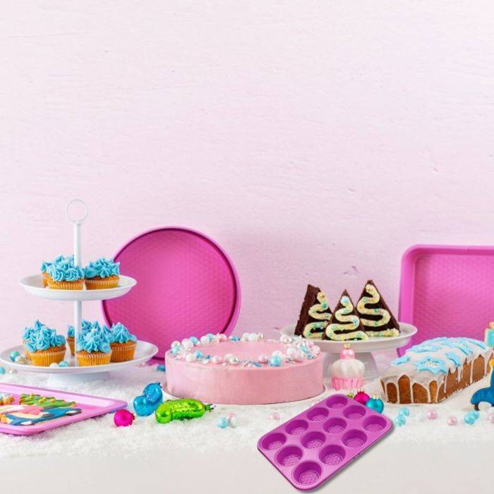 FACKELMANN Set van 4 Vormen - Tasty Pastry - Fuchsia - 23 tot 38 cm-1
