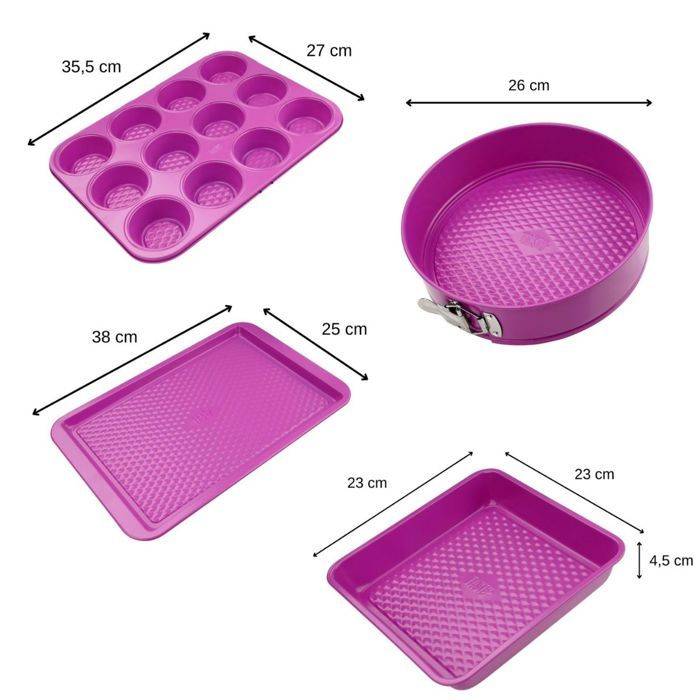 FACKELMANN Set van 4 Vormen - Tasty Pastry - Fuchsia - 23 tot 38 cm-2