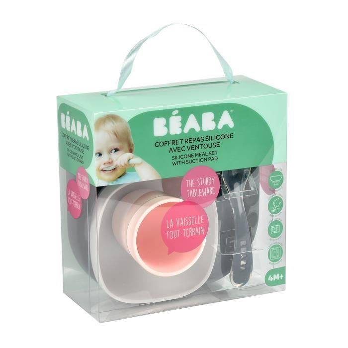 BEABA Siliconen Maaltijdset - Nachtblauw - Bord, Kom, Beker, Lepel - Baby 4 Maanden-2