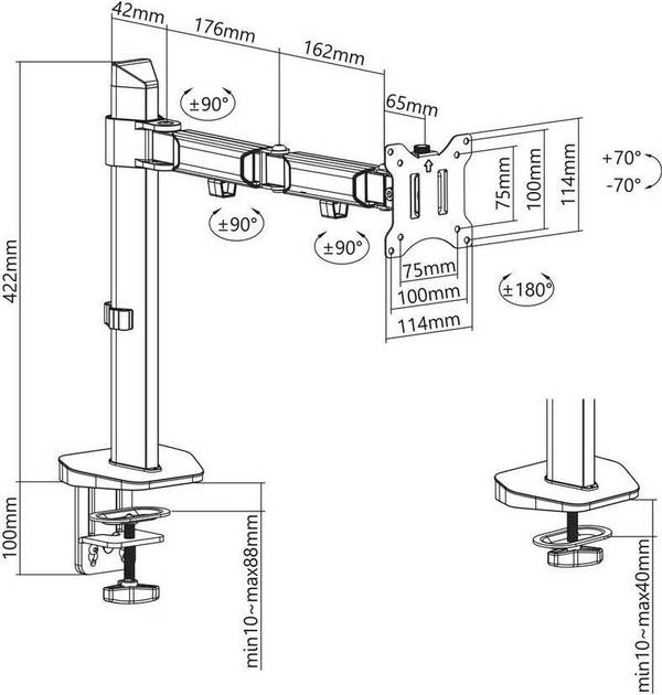ACT AC8335 VESA Monitorbeugel - 81,3 cm (32") - Zilver