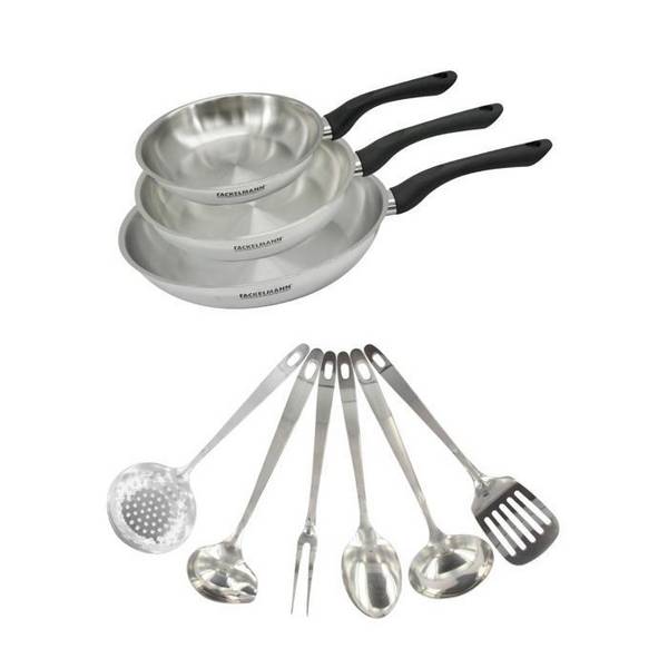 Fackelmann Geneva Kookset - 3 RVS Pannen - 20,24,28 cm - 6 Keukengerei