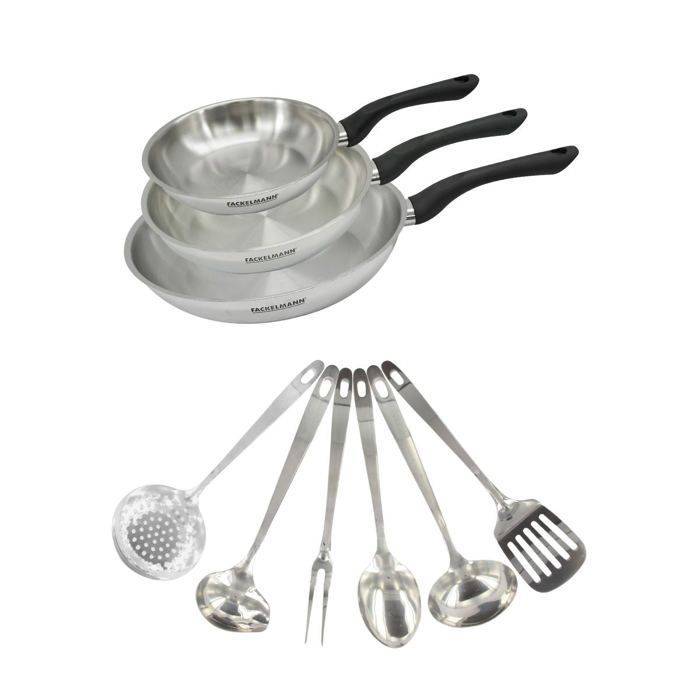 Fackelmann Geneva Kookset - 3 RVS Pannen - 20,24,28 cm - 6 Keukengerei-0