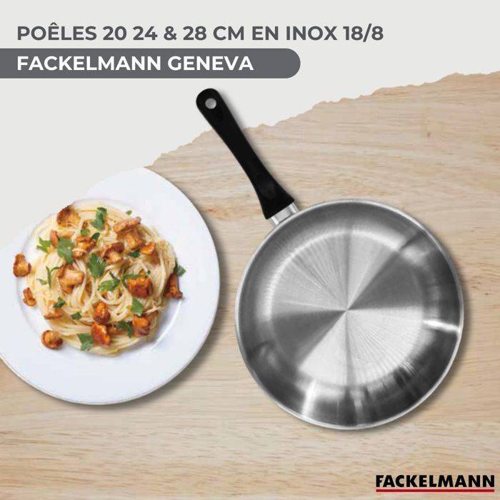 Fackelmann Geneva Kookset - 3 RVS Pannen - 20,24,28 cm - 6 Keukengerei-1