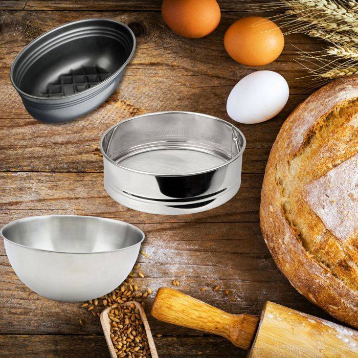 FACKELMANN Set van 3 Brood Bakgereedschappen - Mengkom, Zeef, Broodvorm-1
