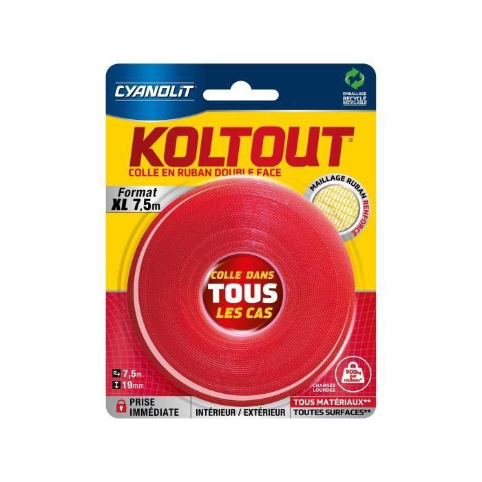CYANOLIT Dubbelzijdige Lijmtape - Koltout XL - 7,5 m x 19 mm - Hoge Hechting - Discreet en Duurzaam-0