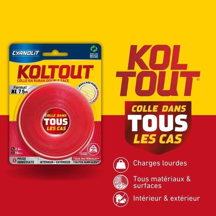CYANOLIT Dubbelzijdige Lijmtape - Koltout XL - 7,5 m x 19 mm - Hoge Hechting - Discreet en Duurzaam-3