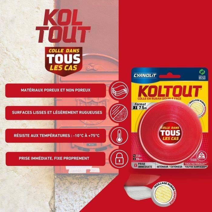 CYANOLIT Dubbelzijdige Lijmtape - Koltout XL - 7,5 m x 19 mm - Hoge Hechting - Discreet en Duurzaam-4