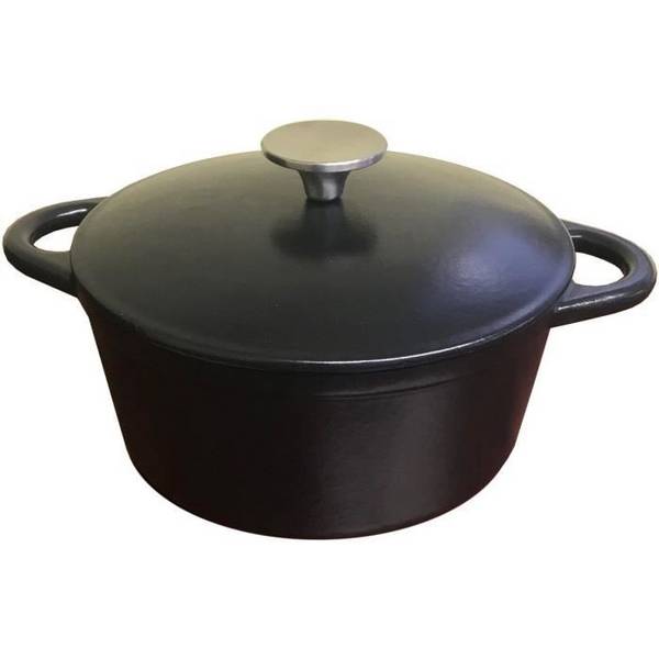 BAUMALU Gietijzeren Casserole - Rond - 26 cm - Mat Zwart