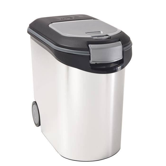 CURVER Hondenvoercontainer 12 kg - 35 L - Metaal Look-1