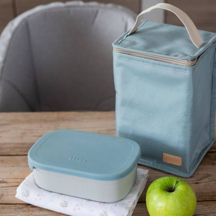 BEABA RVS Kinderlunchbox - Siliconen Deksel - Velvet Grijs en Blauw-1