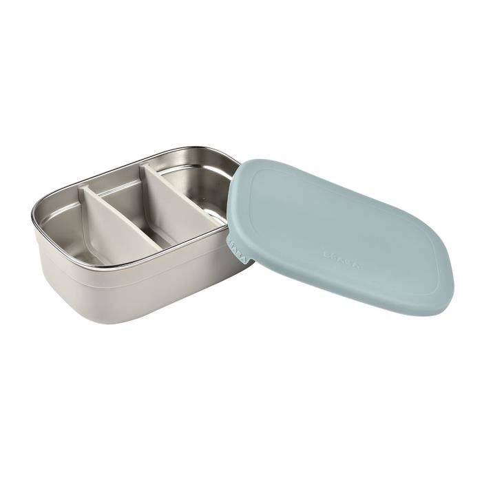 BEABA RVS Kinderlunchbox - Siliconen Deksel - Velvet Grijs en Blauw-4