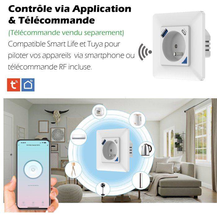 KYF Slimme Inbouwstopcontact - Wifi - Met Energieteller + USB- en USB-C-poorten-3