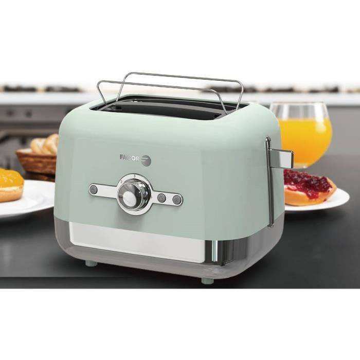 FAGOR Toaster FG1930 - 730-870W - 2 Slots - Opwarm-, Annuleer- en Ontdooi-functies - Groen-2