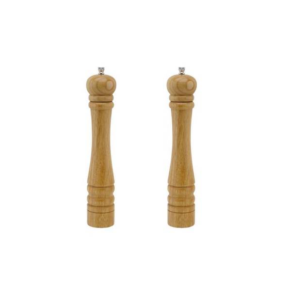 Set van 2 Handmatige Pepermolens - FACKELMANN PROFESSIONAL - Houtkleur - 32 cm