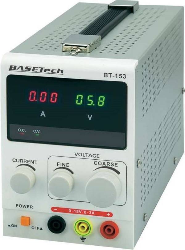 Basetech BT-153 Laboratorium Voeding, Instelbaar 0 - 15 V/DC 0 - 3 A 45 W (1 Uitgang)