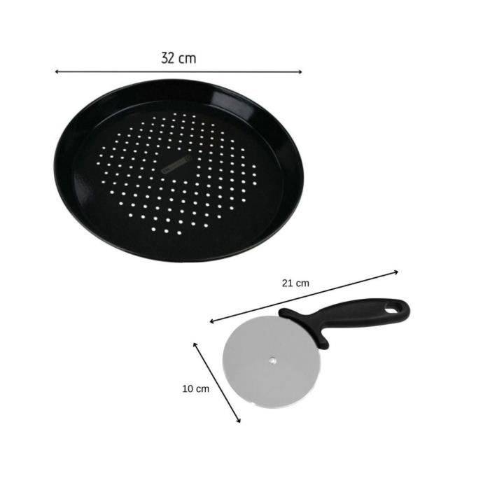 FACKELMANN PROFESSIONAL Pizzasteen en Snijset - 32 cm Perforated Pan - RVS Snijder-1