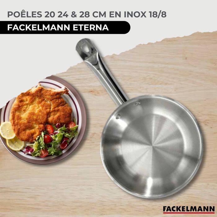 FACKELMANN Set van 3 Pannen - RVS - 20,24 en 28 cm - Geschikt voor Alle Hobs Inclusief Inductie-1