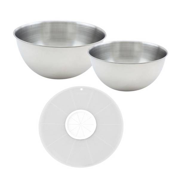FACKELMANN Set van 2 Mengkommen met Spatdeksels - Basic - 25 en 20,5 cm