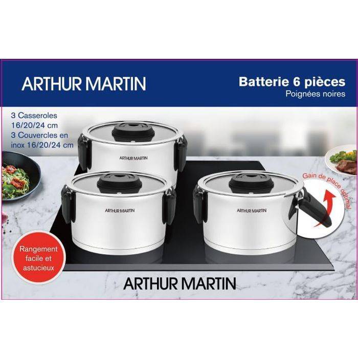 Arthur Martin Pannenset met Opvouwbare Handvatten - RVS - AM6321-1