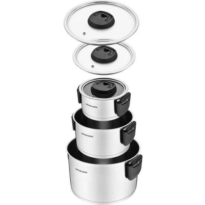 Arthur Martin Pannenset met Opvouwbare Handvatten - RVS - AM6321-4