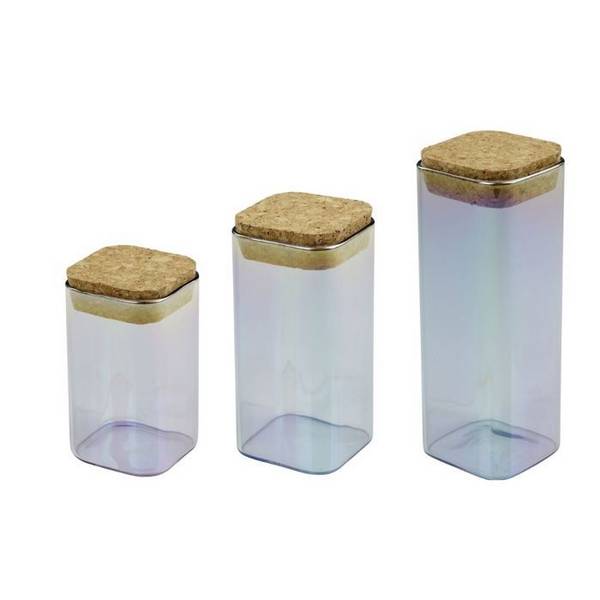 FACKELMANN Set van 3 Glazen Opbergdozen met Deksel - Tasty Green - 280,330 en 450 ml