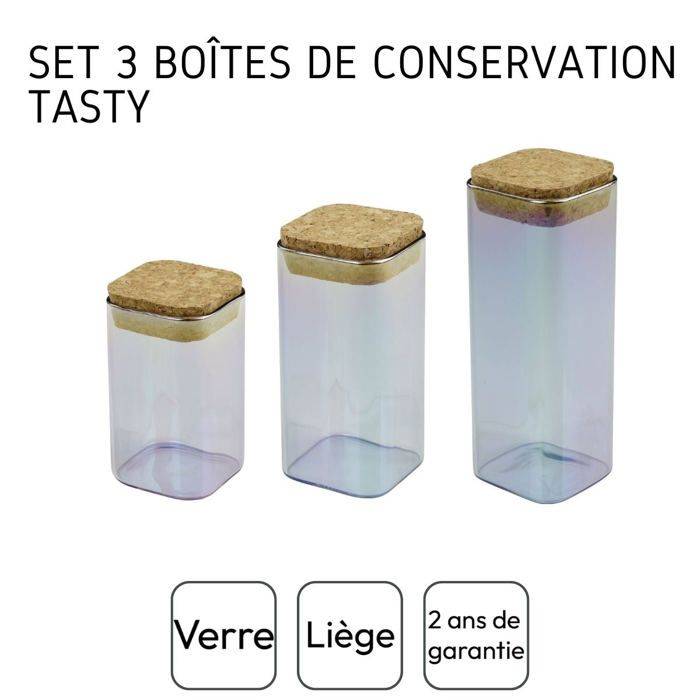 FACKELMANN Set van 3 Glazen Opbergdozen met Deksel - Tasty Green - 280,330 en 450 ml-3