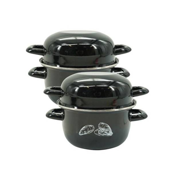 FACKELMANN Set van 2 Emaillen Mosselpannen - 20,5 x 26 x 17,5 cm