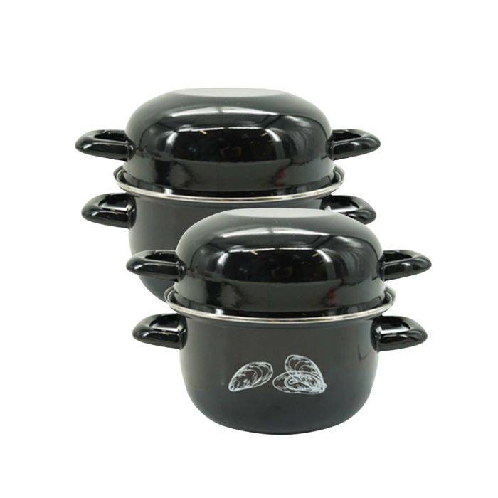 FACKELMANN Set van 2 Emaillen Mosselpannen - 20,5 x 26 x 17,5 cm-0