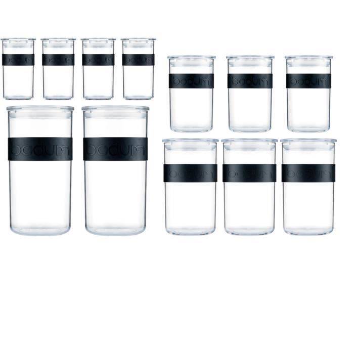 BODUM Opbergpotten - PRESSO SET - 12 Plastic Potten met Luchtdichte Deksel-0