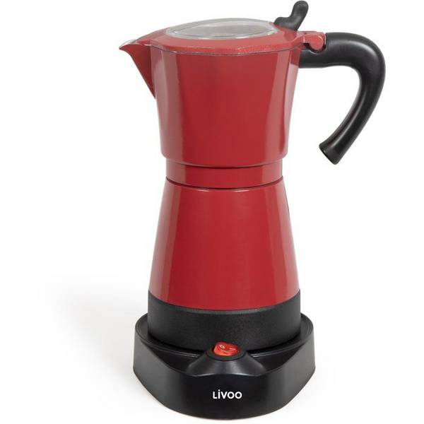 LIVOO Elektrische Italiaanse Koffiezetter - DOD117RC - 480 W - 300 ml - 6 Kopjes - Rood/Zwart