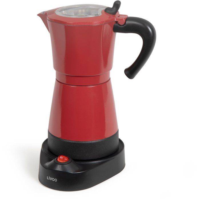 LIVOO Elektrische Italiaanse Koffiezetter - DOD117RC - 480 W - 300 ml - 6 Kopjes - Rood/Zwart-3
