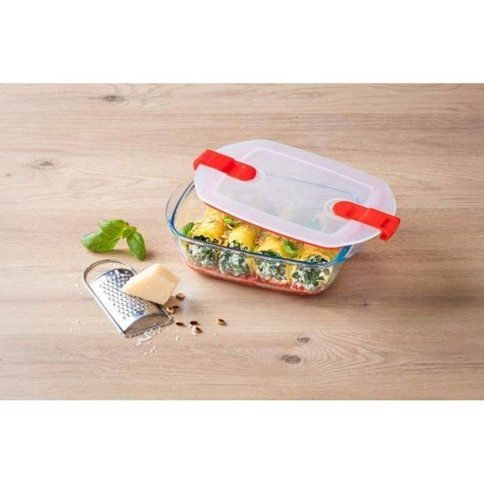 PYREX Rechthoekige Container met Deksel - 17 x 10 cm - 400 ml - Koken & Verwarmen - Borosilicaatglas-1