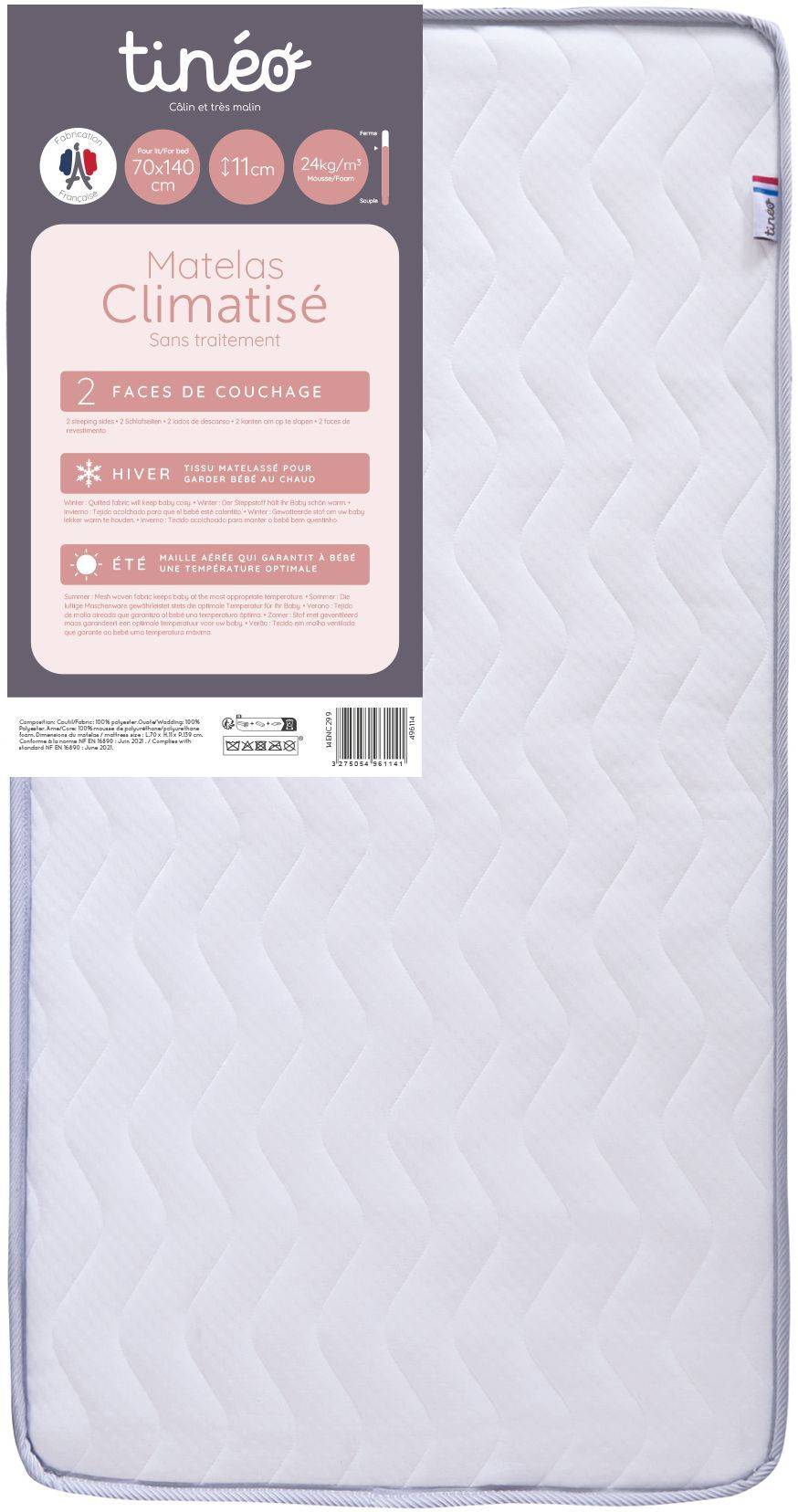 TINEO Airconditioned Baby Matras - 70 x 140 cm - 11 cm Dikte-0