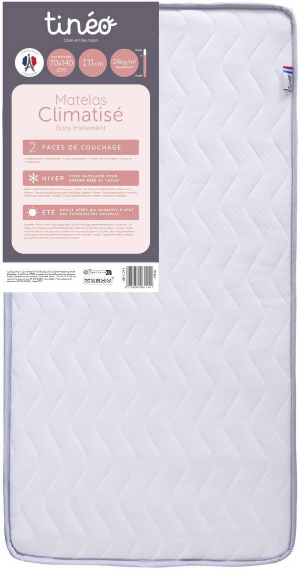 TINEO Airconditioned Baby Matras - 70 x 140 cm - 11 cm Dikte