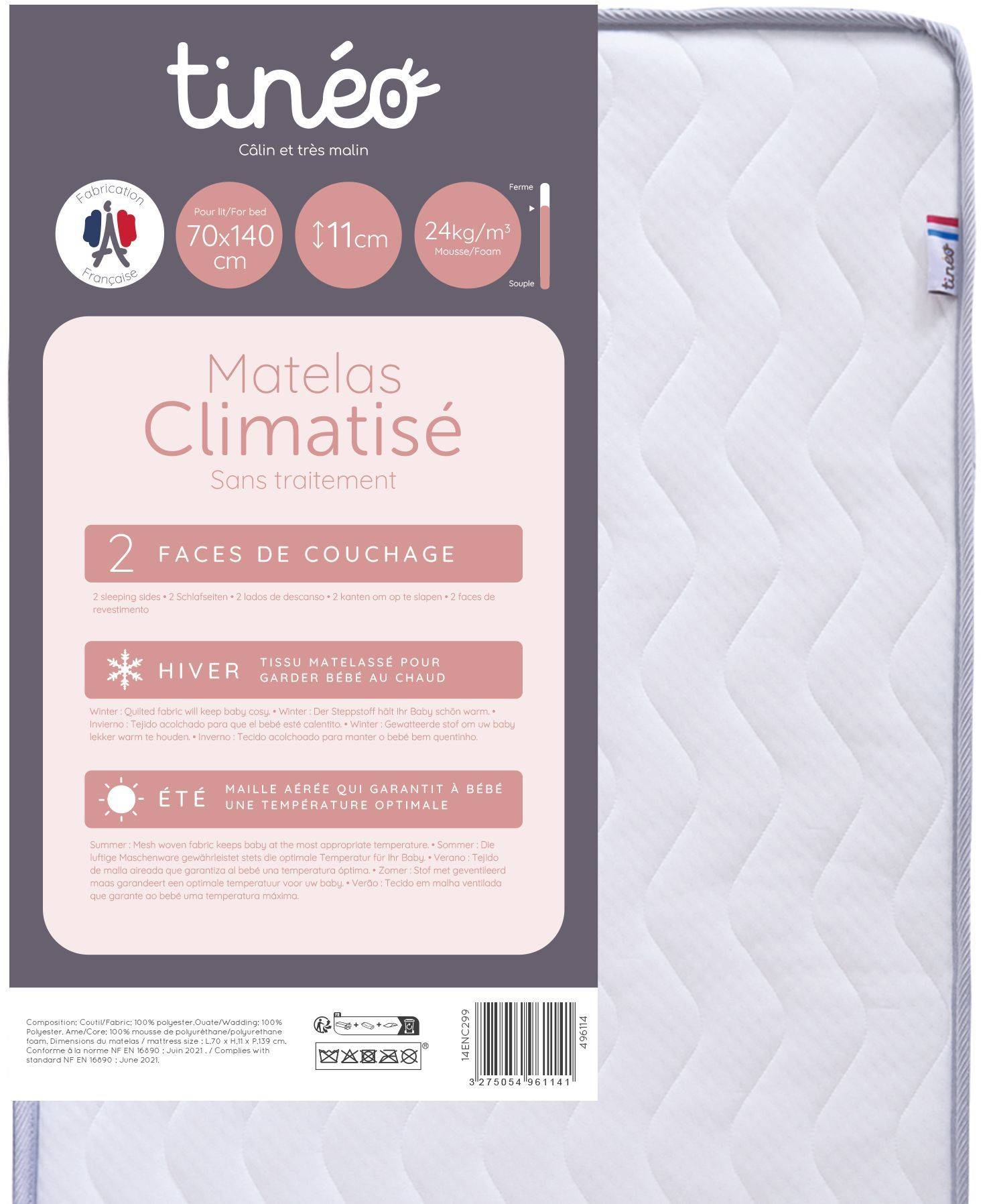 TINEO Airconditioned Baby Matras - 70 x 140 cm - 11 cm Dikte-2