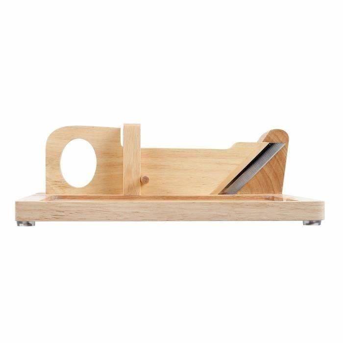 LIVOO Worst Guillotine - Rubberwood met Leisteen Basis - RVS Mes - Veiligheid MEC127-4