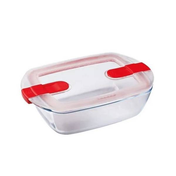 PYREX Rechthoekige Container met Deksel - 28 x 20 cm - 2,5 L - Koken & Verwarmen - Borosilicaatglas
