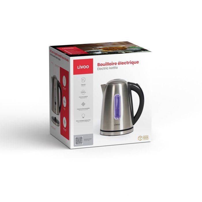 LIVOO Waterkoker DOD195 - 2200 W - 1,7 L - 360° Draaischijf - RVS-4