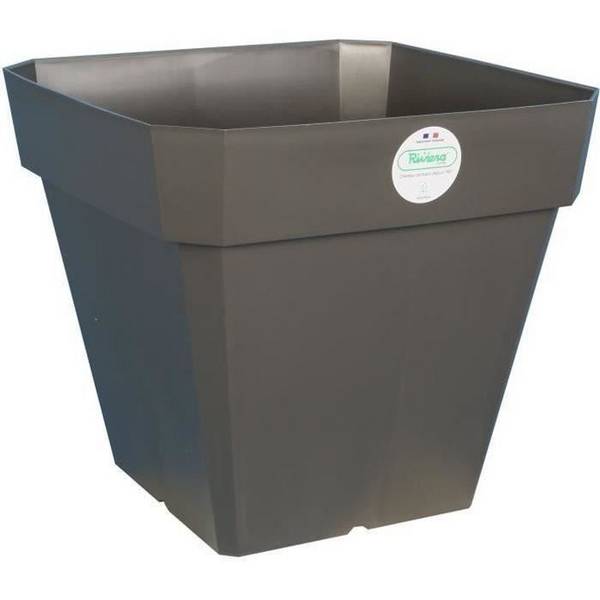 RIVIERA Vierkante Bloempot - Plastic - 40 x 40 x H 36 cm - Glittergrijs