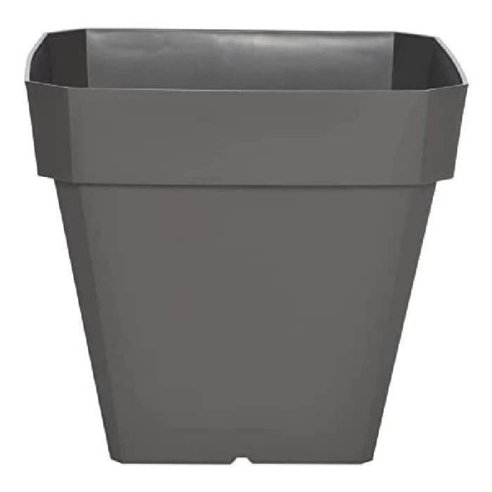 RIVIERA Vierkante Bloempot - Plastic - 40 x 40 x H 36 cm - Glittergrijs-1
