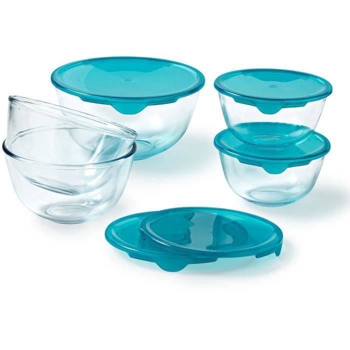 PYREX Set van 5 Schalen met Deksel - 2 x 0,5 L + 1 x 1 L + 2 x 2 L-1