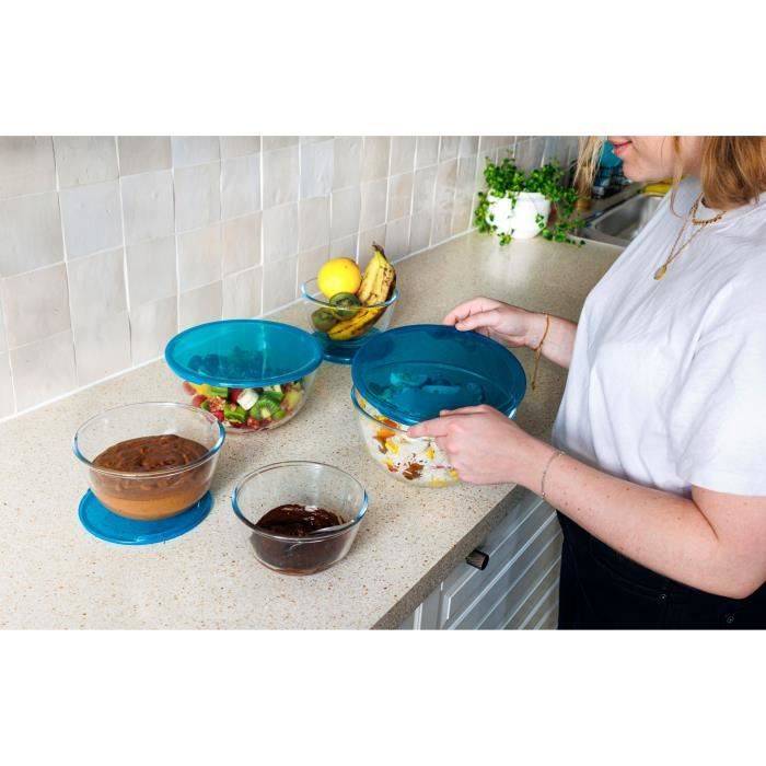 PYREX Set van 5 Schalen met Deksel - 2 x 0,5 L + 1 x 1 L + 2 x 2 L-3